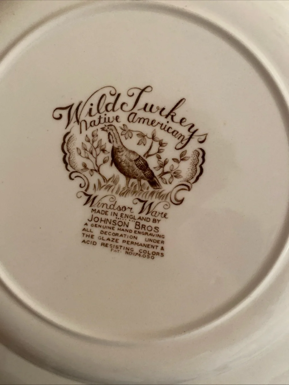Set Of 4 Johnson Brothers  Wild Turkeys Brown Native American Thanksgiving 10.5”